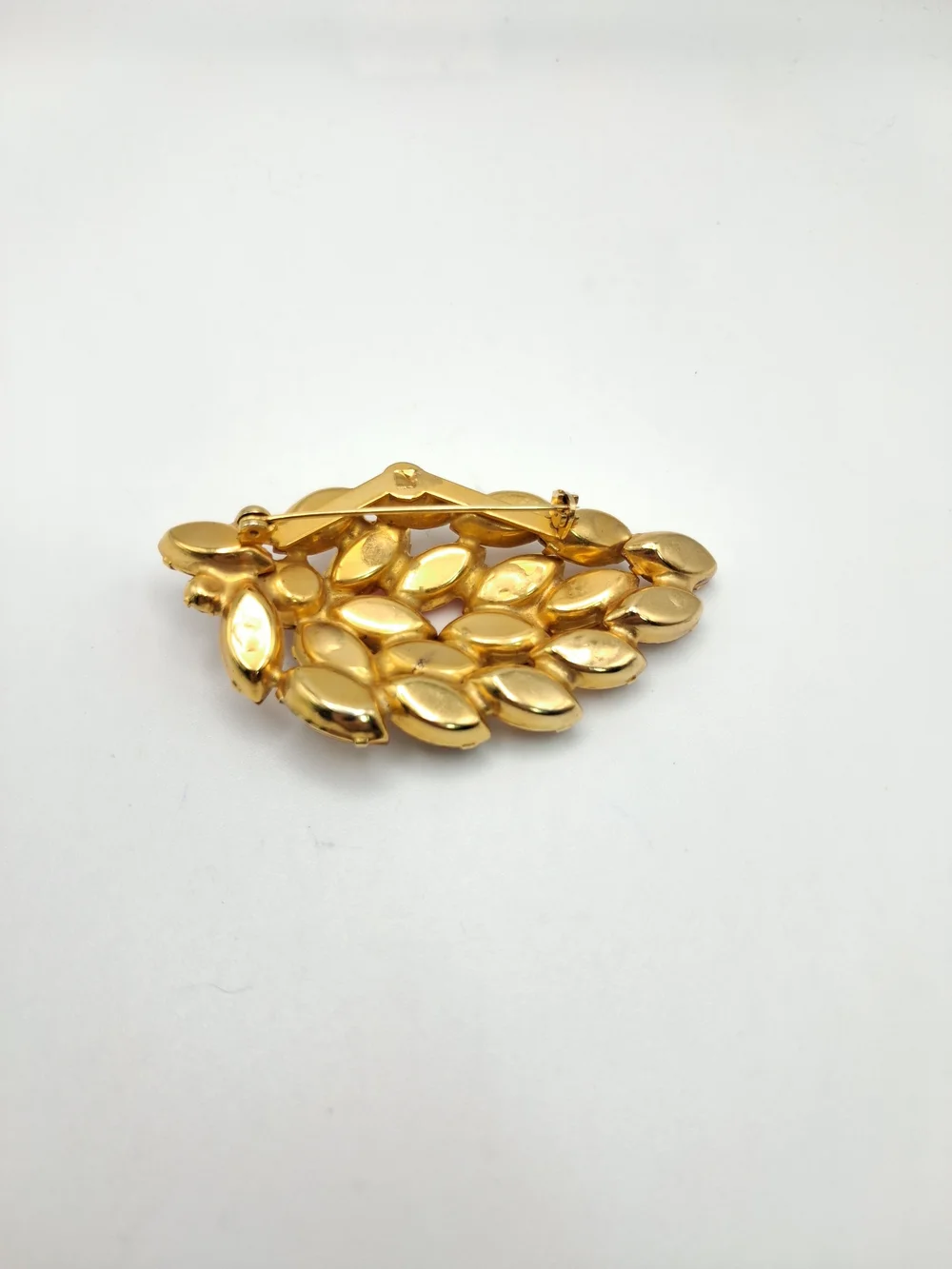 PM8. Women Jewelry Orange and Amber Leaf Crystal Brooch